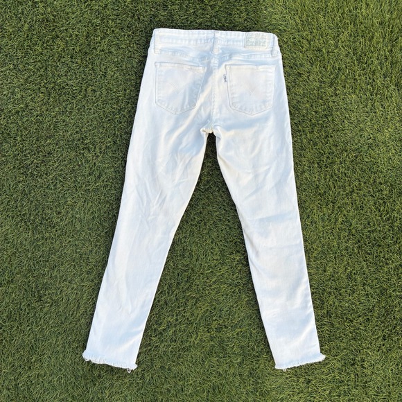 Levis 711 Skinny Jeans Womens 25x25 White Distressed Raw Hem Denim Pants - Picture 2 of 5